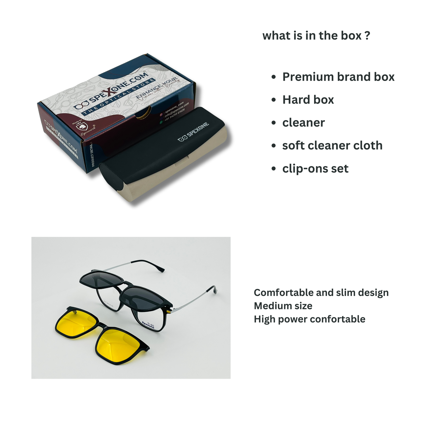 Spexone 3-in-1 Magnetic Clip-On Eyeglasses – Polarized UV Sunglasses