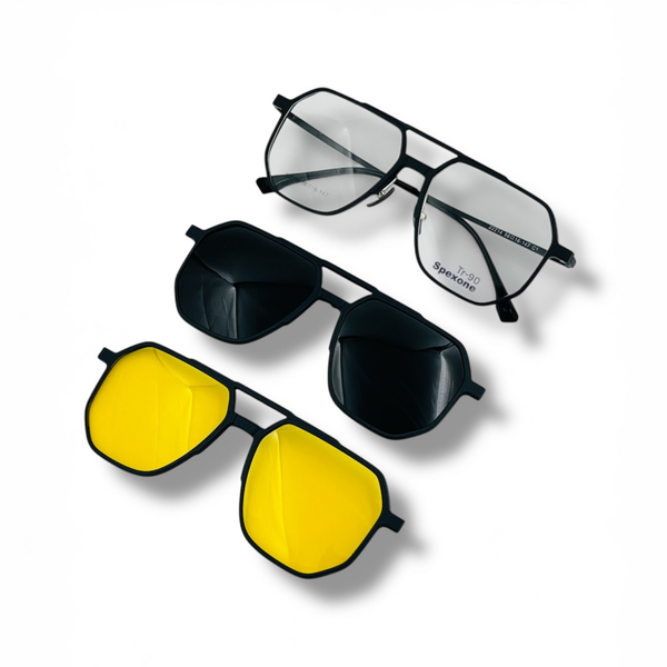 Spexone 3-in-1 Magnetic Clip-On Eyeglasses – Polarized UV Sunglasses