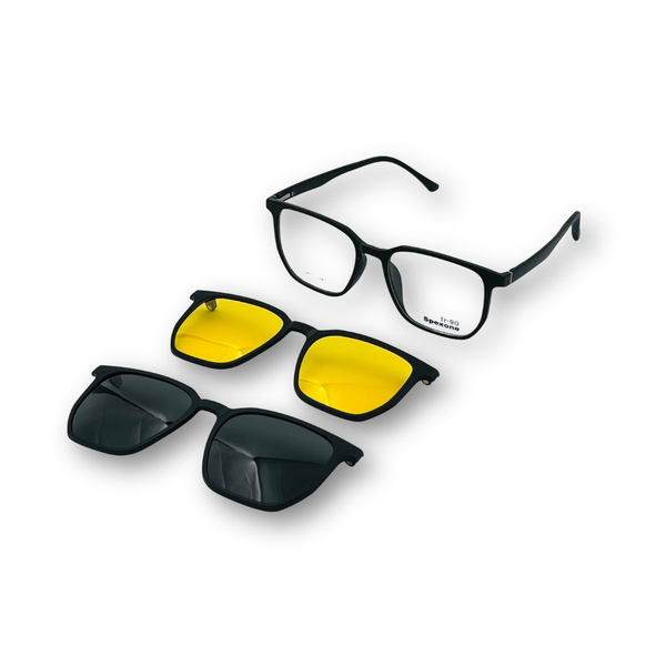 Spexone 3-in-1 Magnetic Clip-On Eyeglasses – Polarized UV Sunglasses