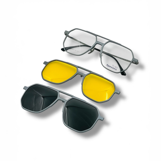 Eyewear Stylish Magnetic Clip-On Sunglasses For Men And Women|Polarized Uv Protection|Anti-Glare Clip On For Driving|Fashionable Shades 22214