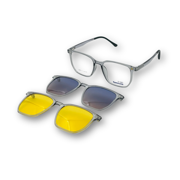 Spexone 3-in-1 Magnetic Clip-On Eyeglasses – Polarized UV Sunglasses