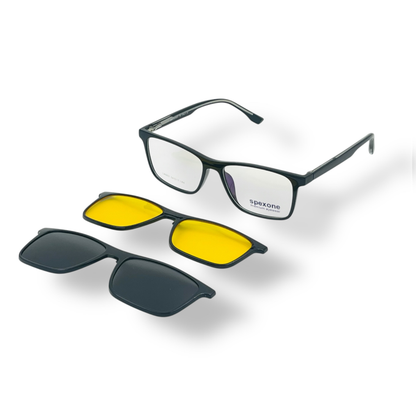 Spexone 3-in-1 Magnetic Clip-On Eyeglasses – Polarized UV Sunglasses