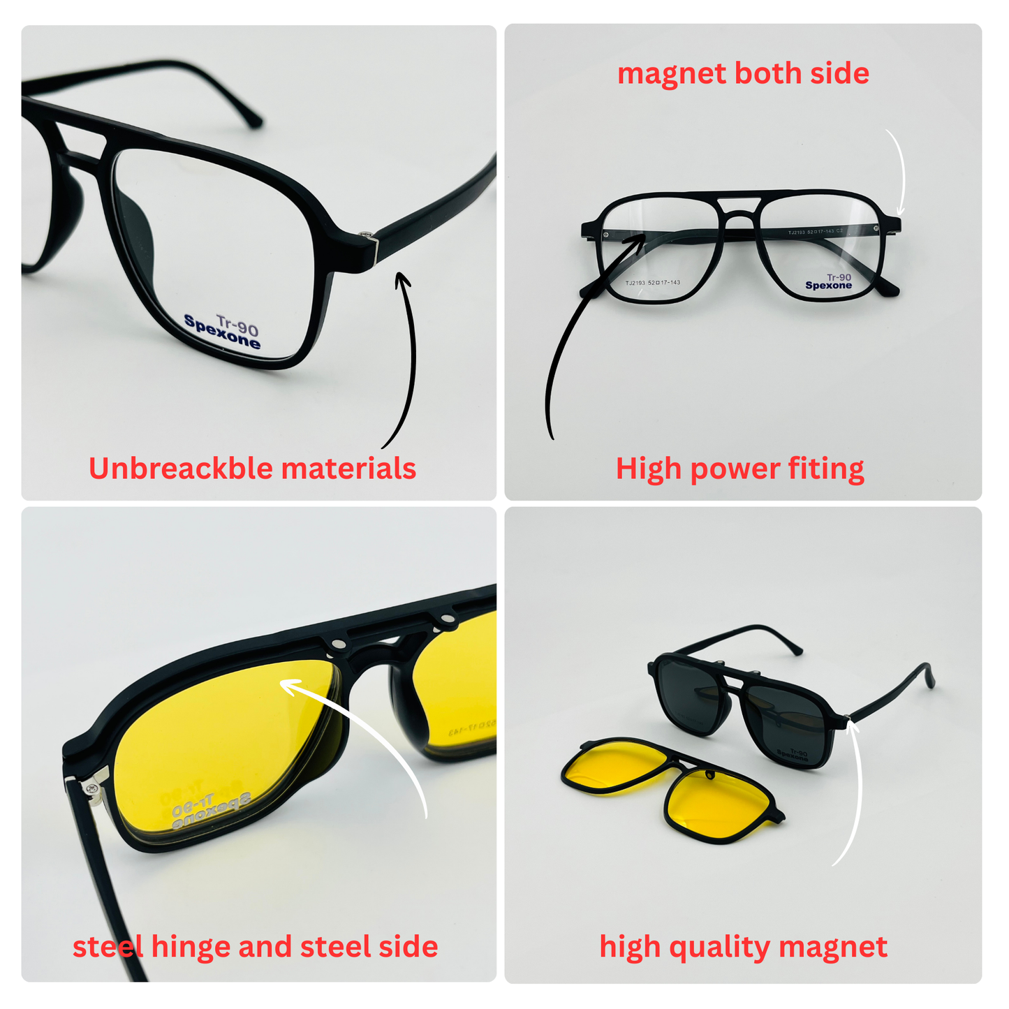 Spexone 3-in-1 Magnetic Clip-On Eyeglasses – Polarized UV Sunglasses