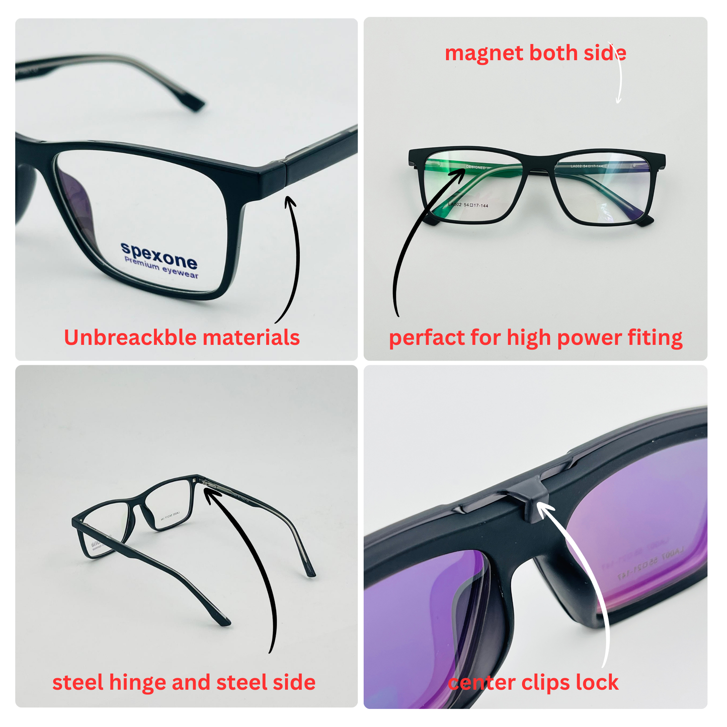 Spexone 3-in-1 Magnetic Clip-On Eyeglasses – Polarized UV Sunglasses