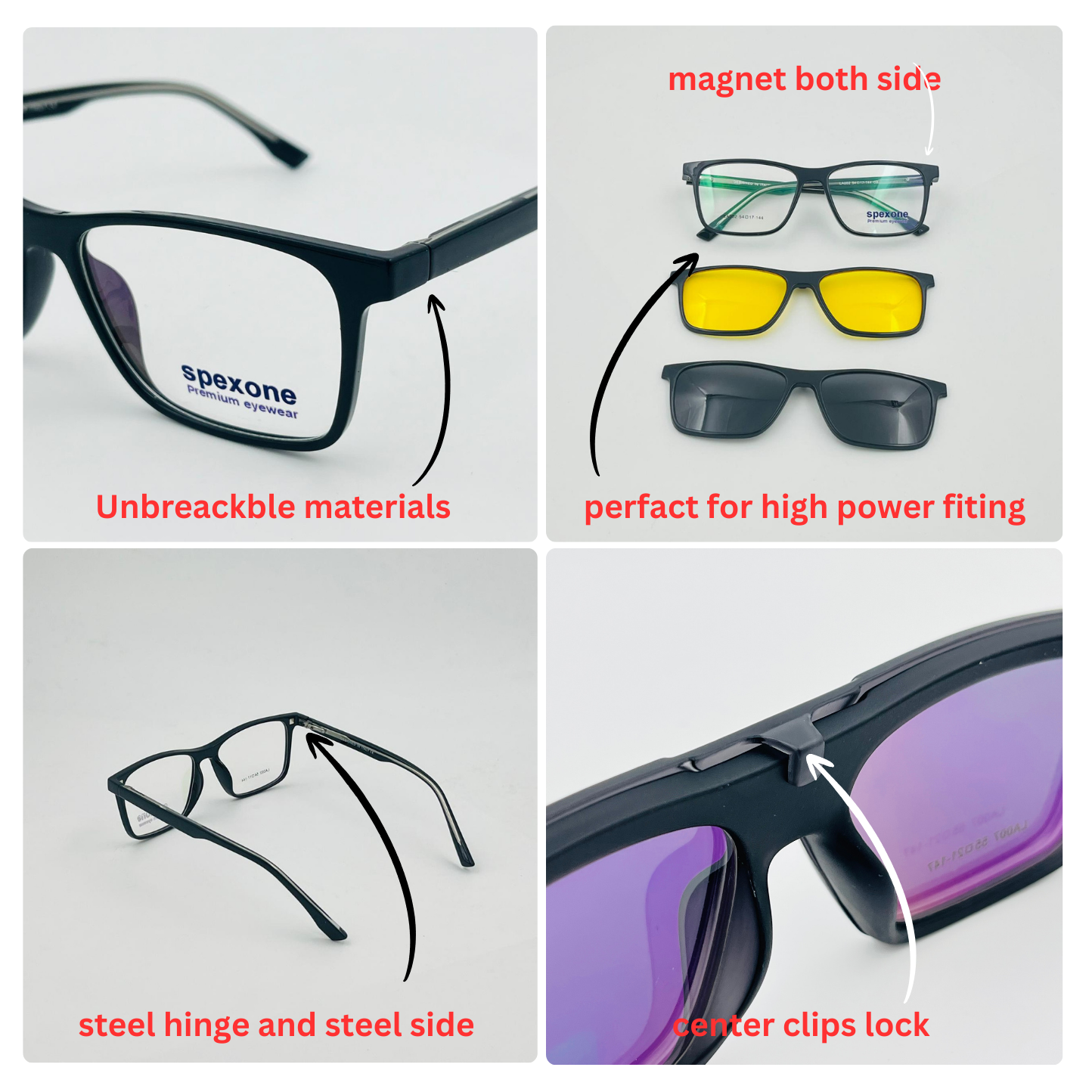 Spexone 3-in-1 Magnetic Clip-On Eyeglasses – Polarized UV Sunglasses