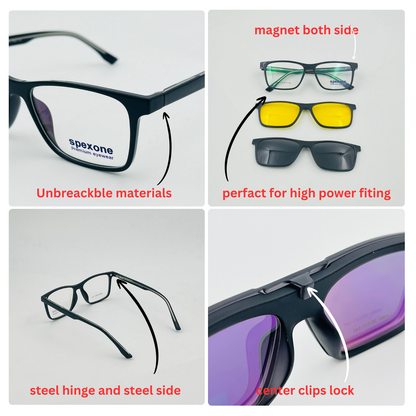 Spexone 3-in-1 Magnetic Clip-On Eyeglasses – Polarized UV Sunglasses