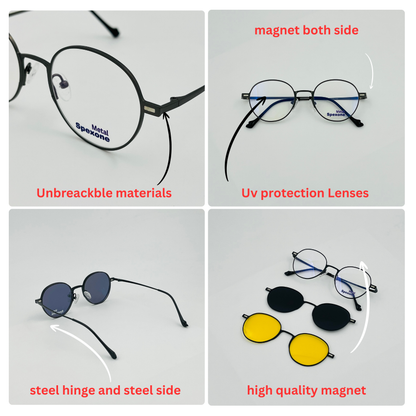 Spexone 3-in-1 Magnetic Clip-On Eyeglasses – Polarized UV Sunglasses