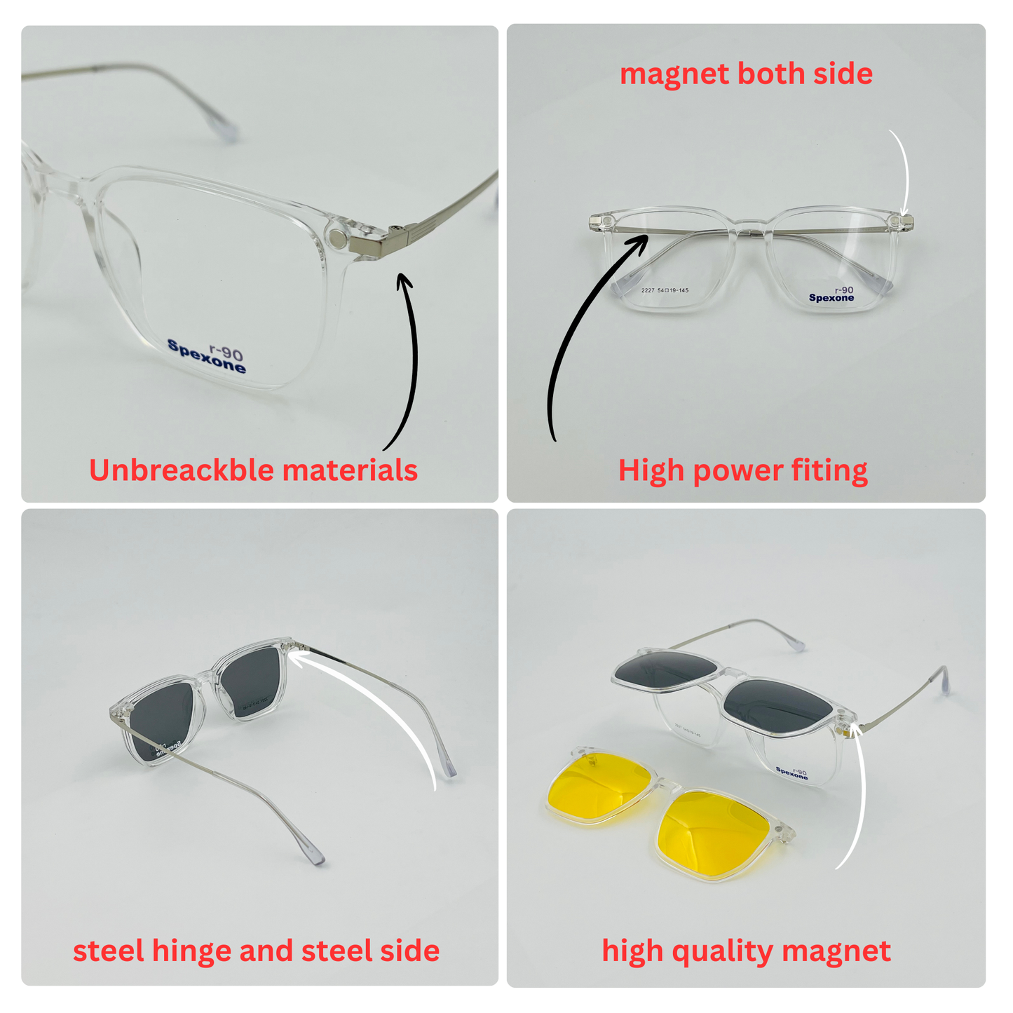 Spexone 3-in-1 Magnetic Clip-On Eyeglasses – Polarized UV Sunglasses