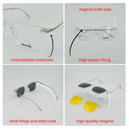 Spexone 3-in-1 Magnetic Clip-On Eyeglasses – Polarized UV Sunglasses