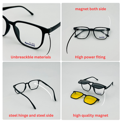 Spexone 3-in-1 Magnetic Clip-On Eyeglasses – Polarized UV Sunglasses