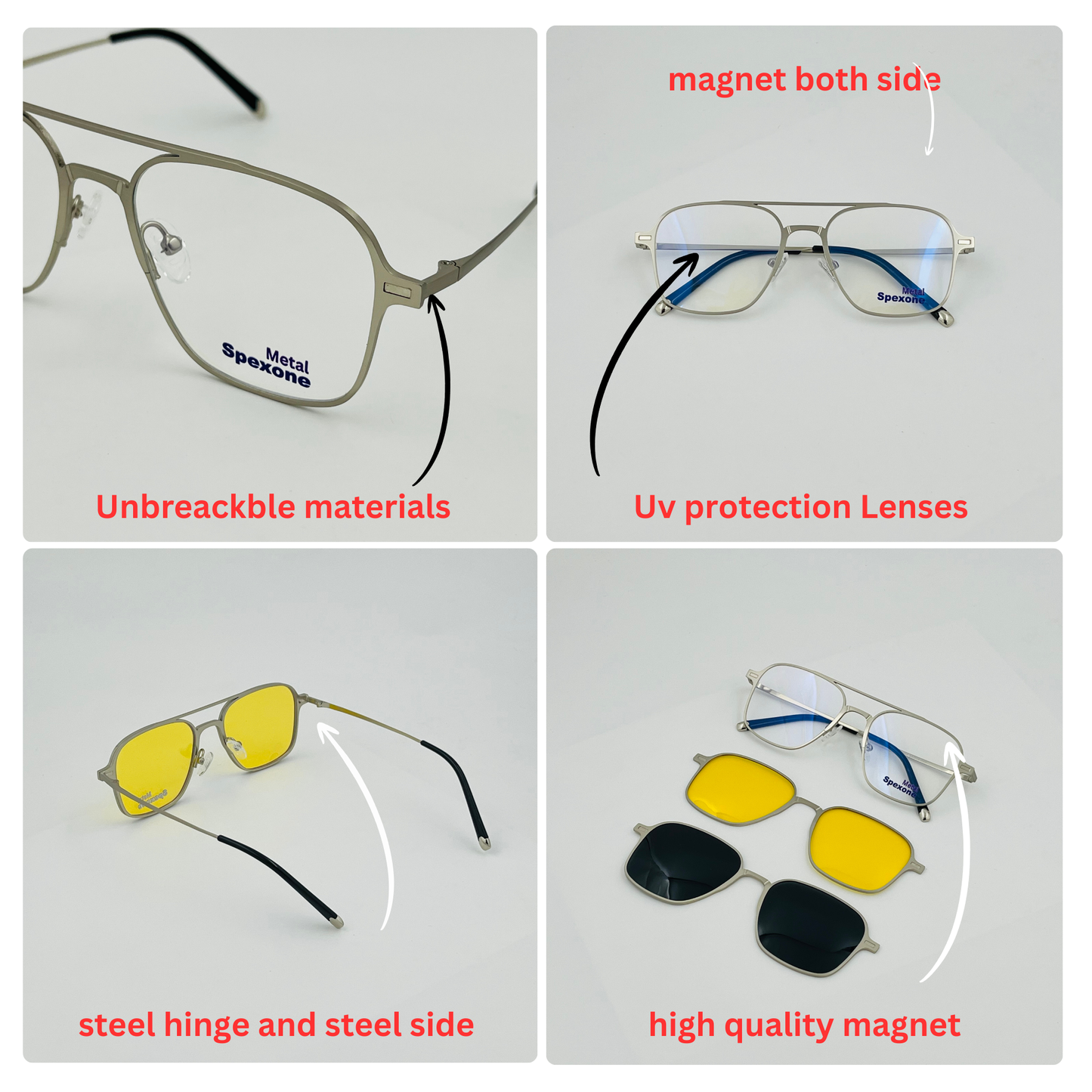 Spexone 3-in-1 Magnetic Clip-On Eyeglasses – Polarized UV Sunglasses