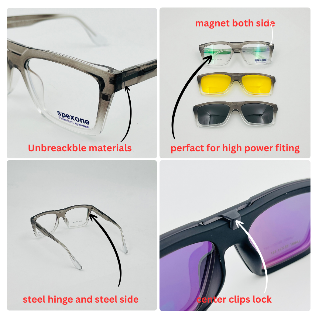 Spexone 3-in-1 Magnetic Clip-On Eyeglasses – Polarized UV Sunglasses