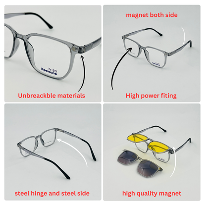 Spexone 3-in-1 Magnetic Clip-On Eyeglasses – Polarized UV Sunglasses