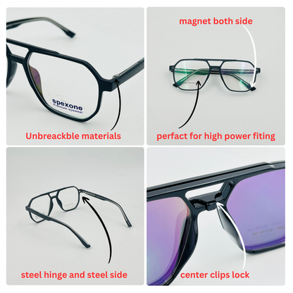 Spexone 3-in-1 Magnetic Clip-On Eyeglasses – Polarized UV Sunglasses