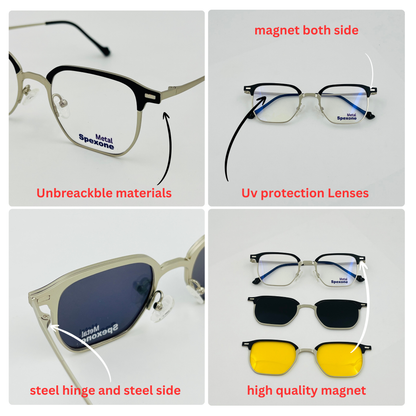 Spexone 3-in-1 Magnetic Clip-On Eyeglasses – Polarized UV Sunglasses