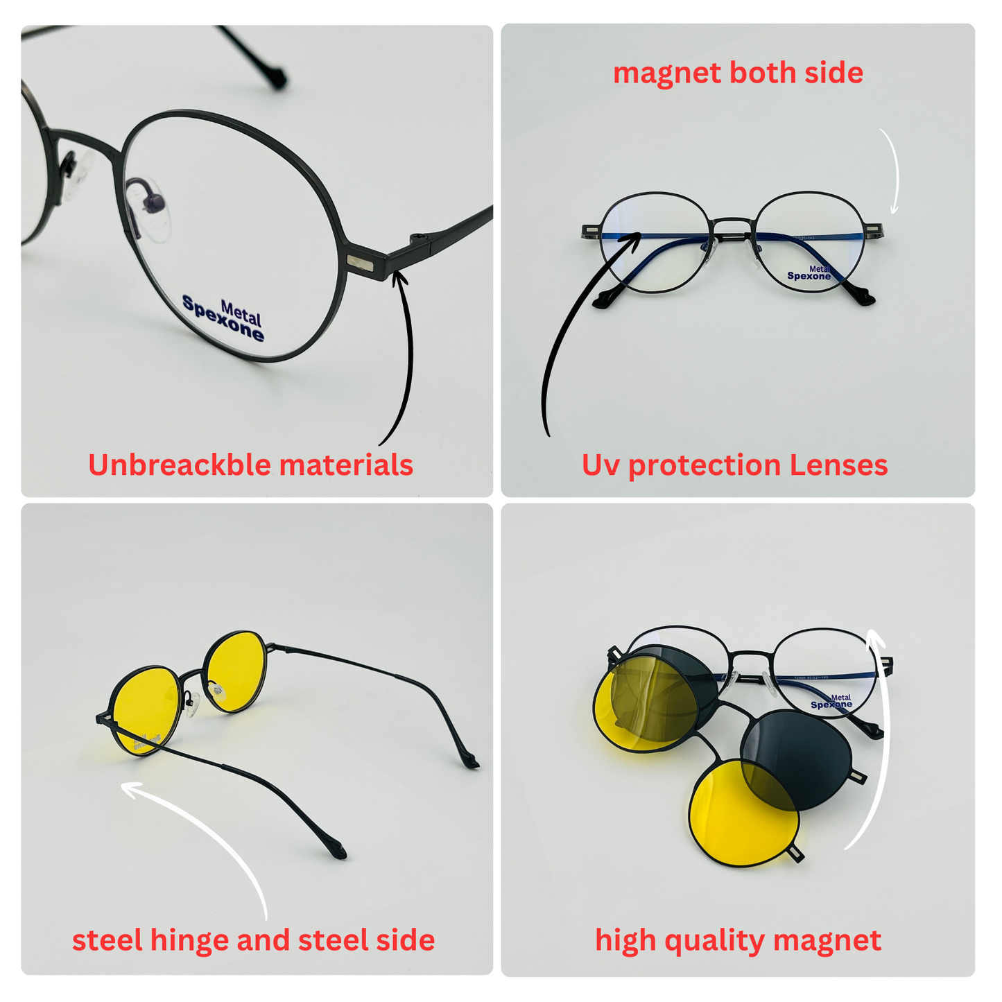 Spexone 3-in-1 Magnetic Clip-On Eyeglasses – Polarized UV Sunglasses