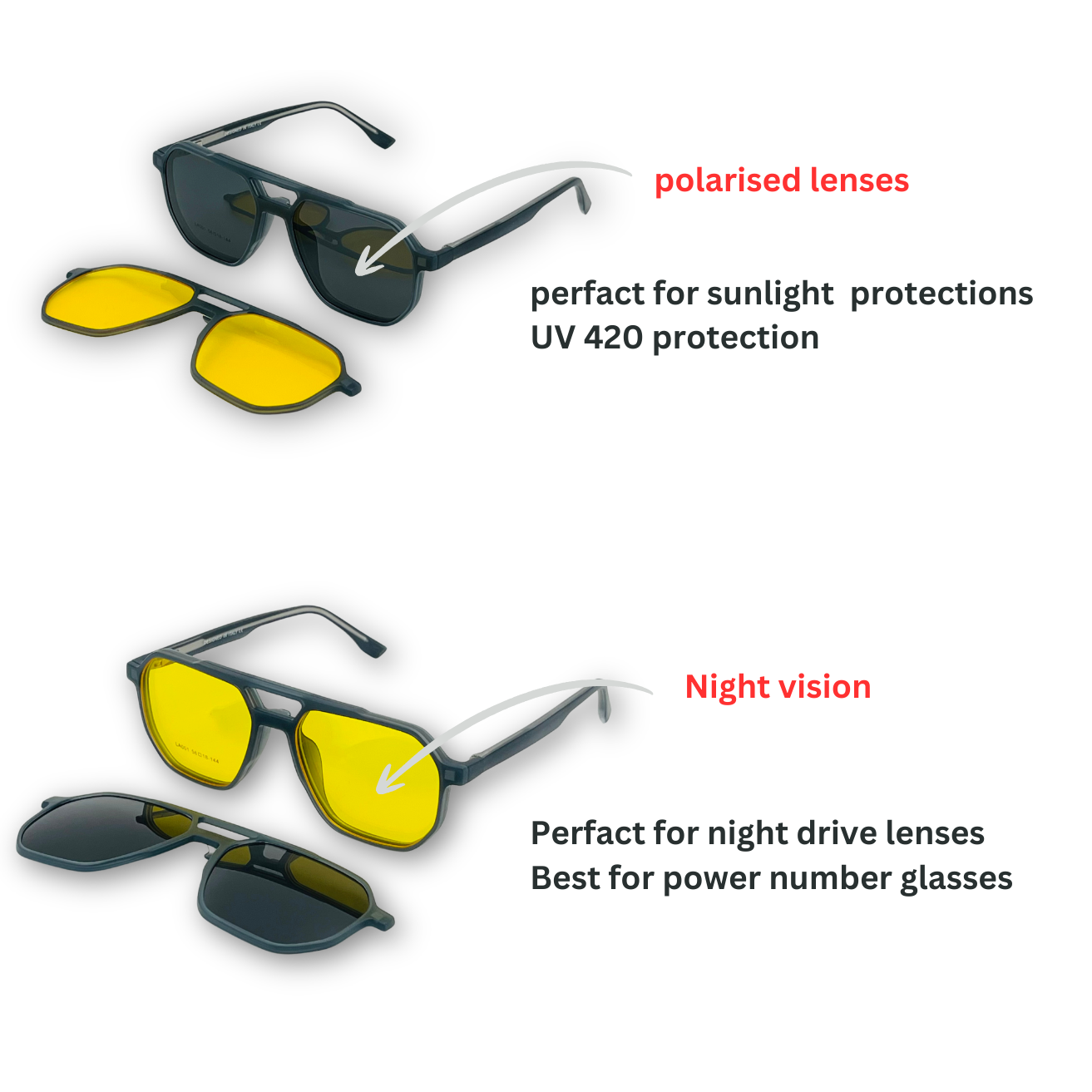 Spexone 3-in-1 Magnetic Clip-On Eyeglasses – Polarized UV Sunglasses