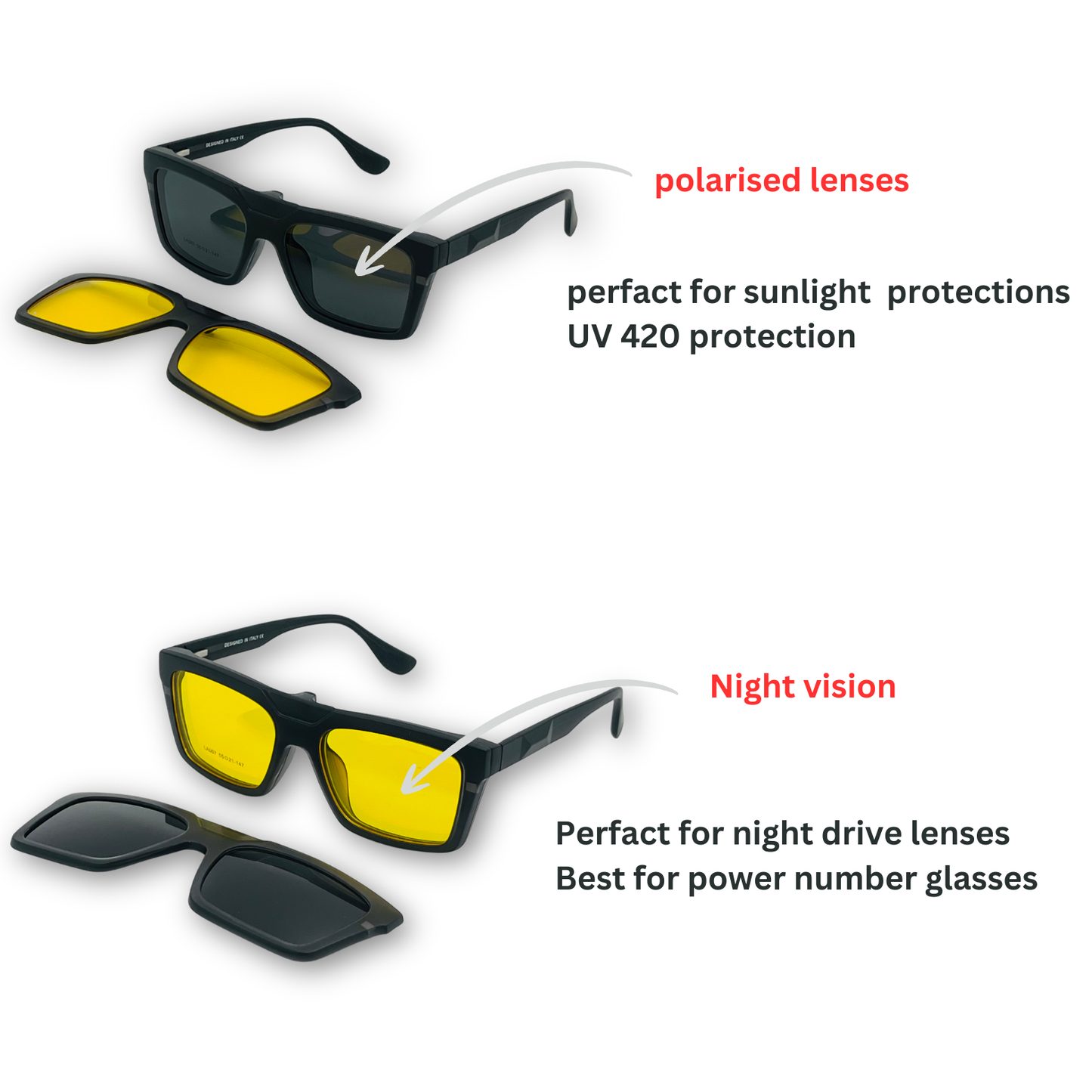 Spexone 3-in-1 Magnetic Clip-On Eyeglasses – Polarized UV Sunglasses