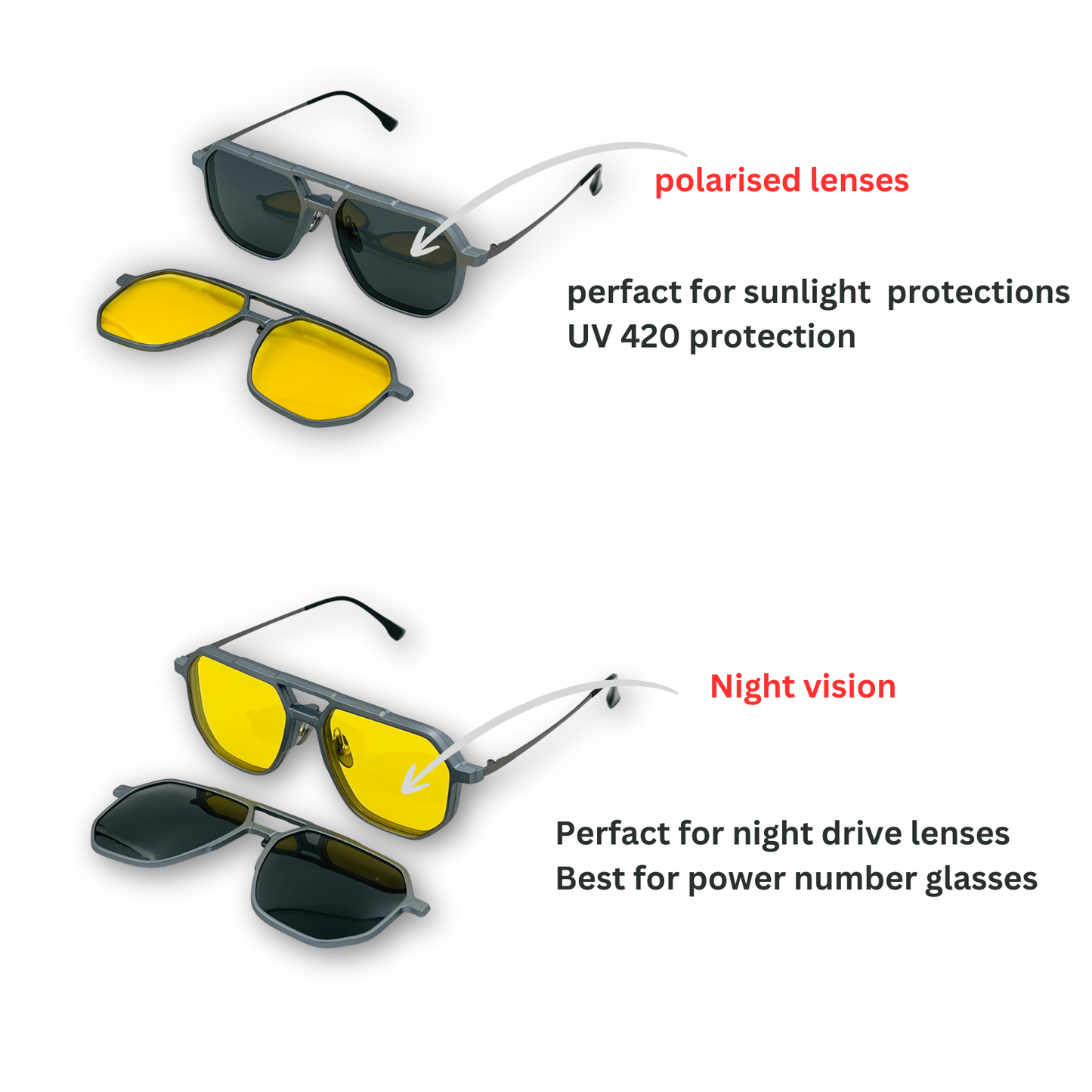 Spexone 3-in-1 Magnetic Clip-On Eyeglasses – Polarized UV Sunglasses