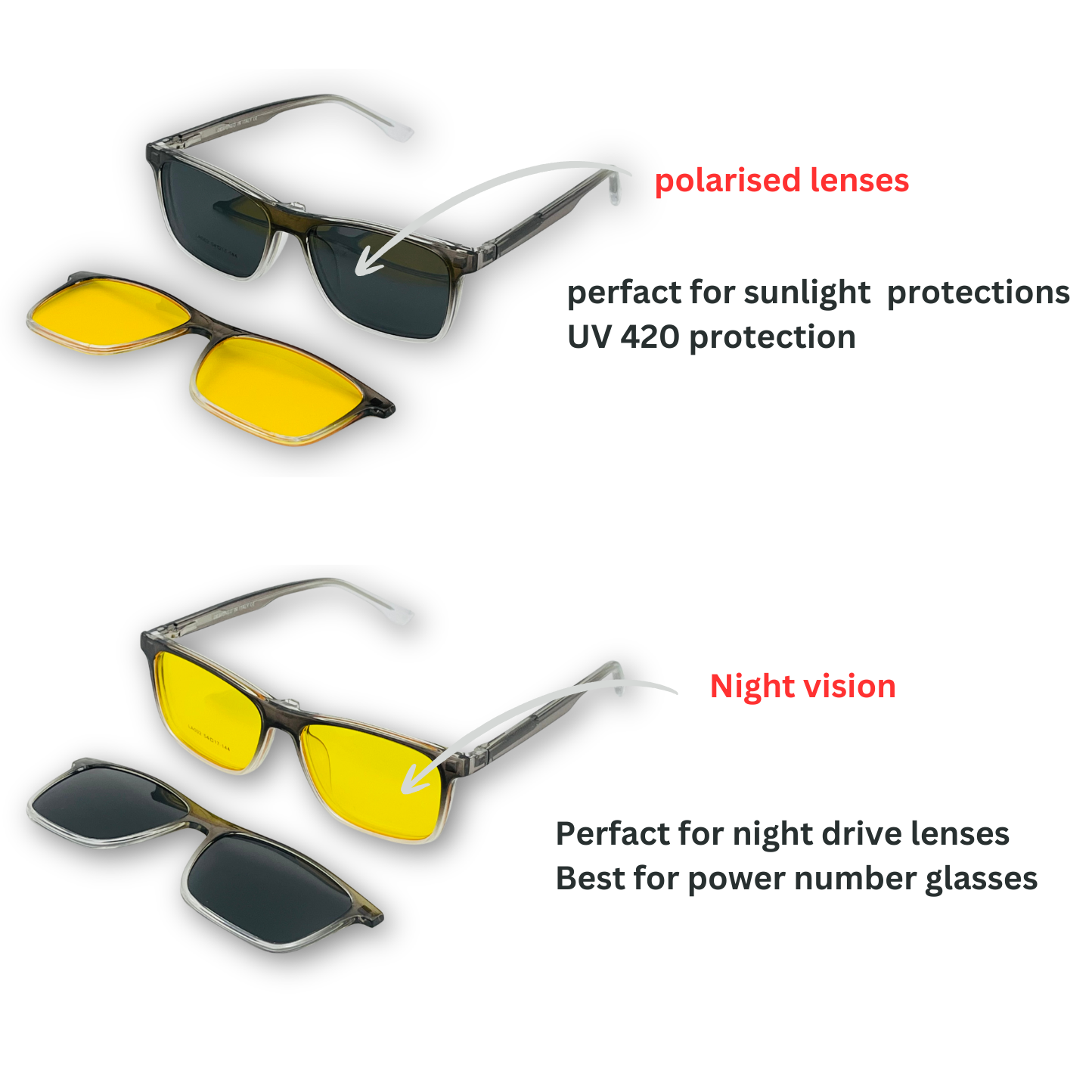 Spexone 3-in-1 Magnetic Clip-On Eyeglasses – Polarized UV Sunglasses