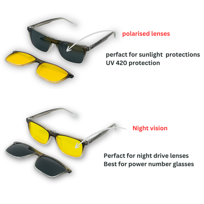 Spexone 3-in-1 Magnetic Clip-On Eyeglasses – Polarized UV Sunglasses