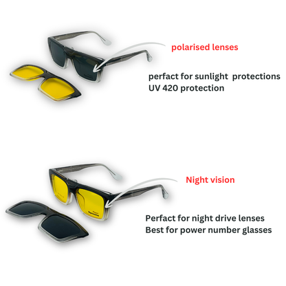Spexone 3-in-1 Magnetic Clip-On Eyeglasses – Polarized UV Sunglasses