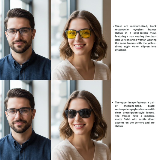 Spexone spexmark LA005 Premium 3-in-1 Magnetic Clip-on Eyeglasses black in square shape