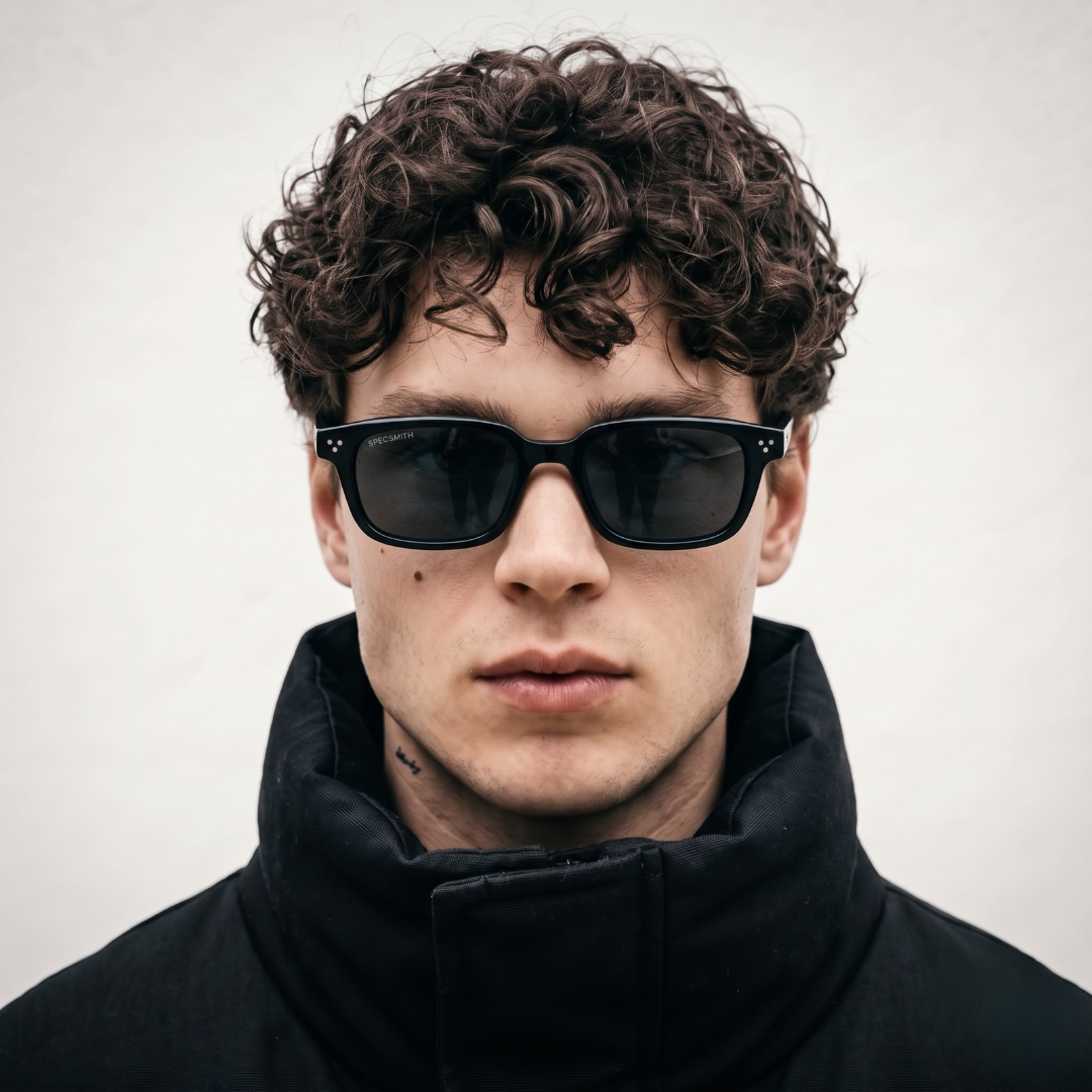 Spexone specsmith glossy black recatngular: premium sunglass for man & woman
