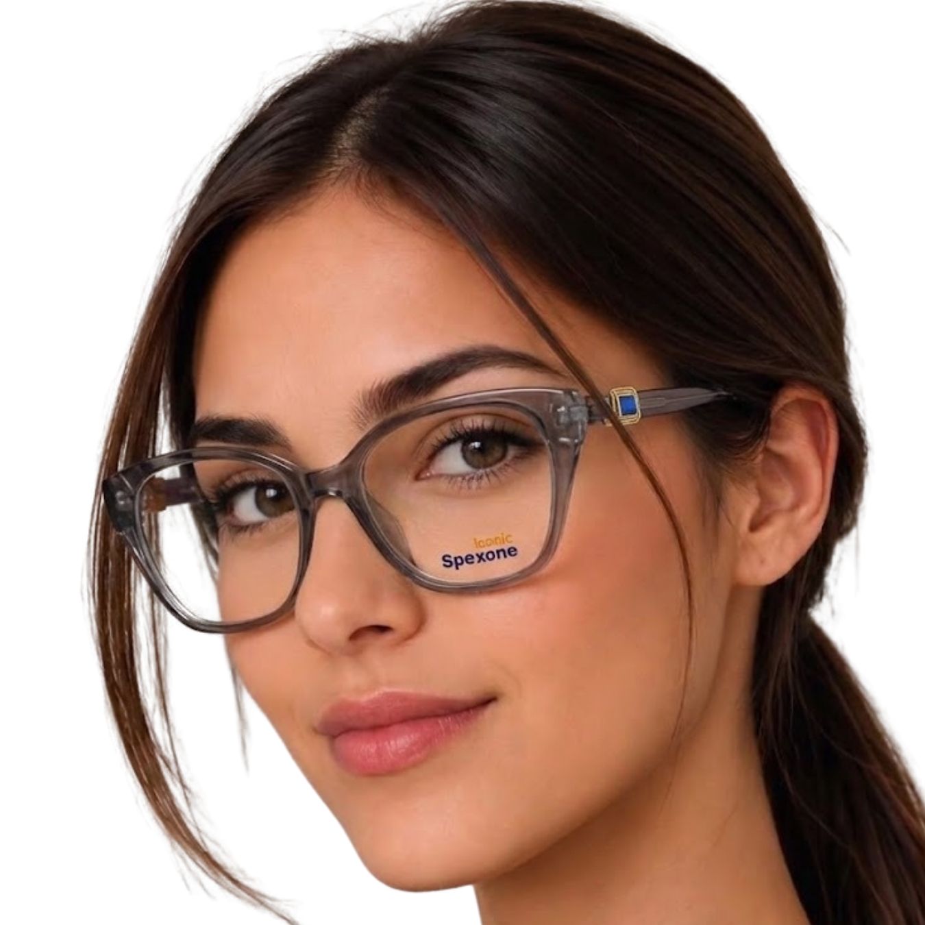 Spexone iconic translucent grey series: premium  Eyewear for woman