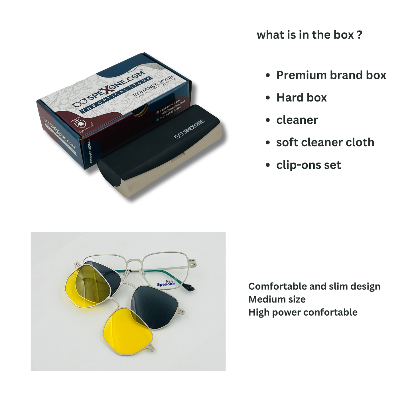 Spexone 3-in-1 Magnetic Clip-On Eyeglasses – Polarized UV Sunglasses