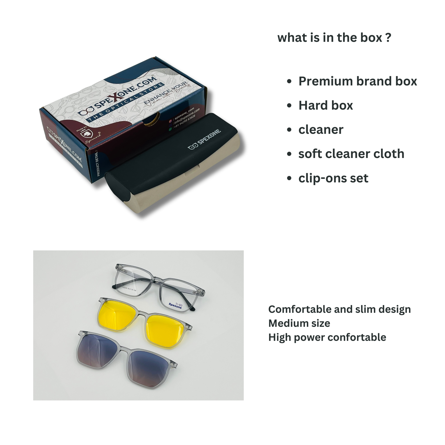Spexone 3-in-1 Magnetic Clip-On Eyeglasses – Polarized UV Sunglasses