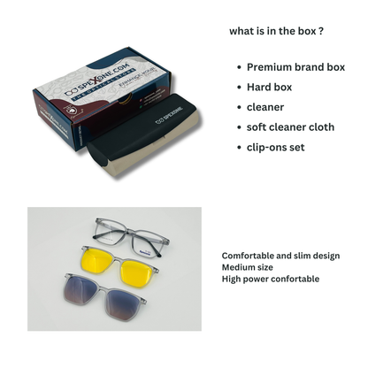 Spexone 3-in-1 Magnetic Clip-On Eyeglasses – Polarized UV Sunglasses
