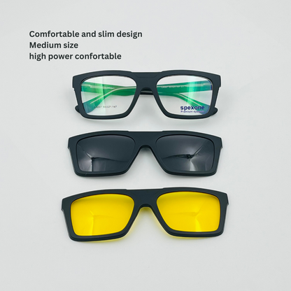 Spexone 3-in-1 Magnetic Clip-On Eyeglasses – Polarized UV Sunglasses
