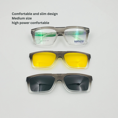 Spexone 3-in-1 Magnetic Clip-On Eyeglasses – Polarized UV Sunglasses