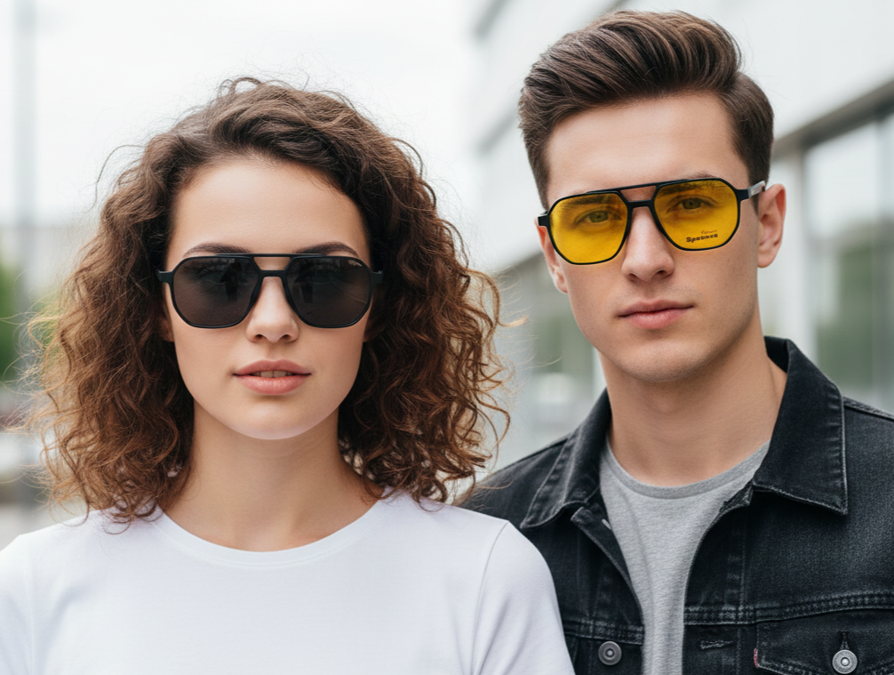 Spexone player SG001 Series: glossy Black Frame with Transparent Lens