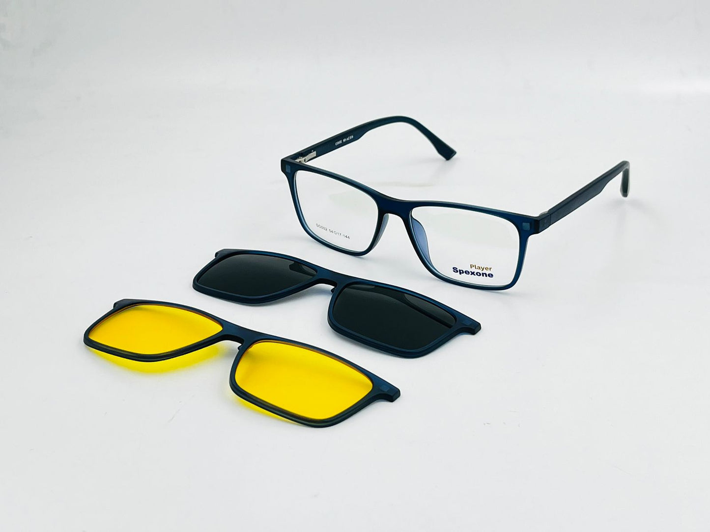 Spexone player SG002 Series: Matte Blue Frame with Transparent Lens