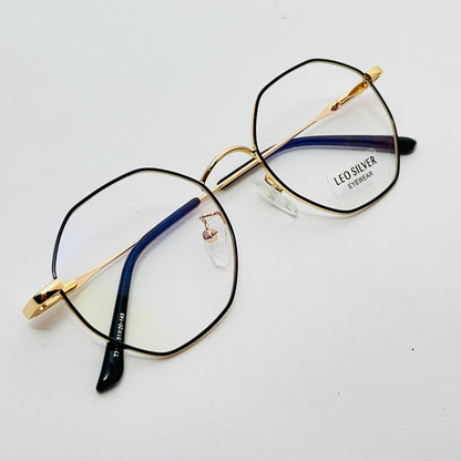 Spexone leo hexagon black & gold premium eyewear for man and woman