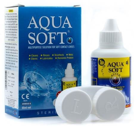 aqua soft all in one solution with lens case (60)ml